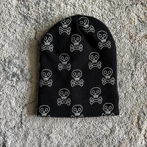 black and white skull beanie